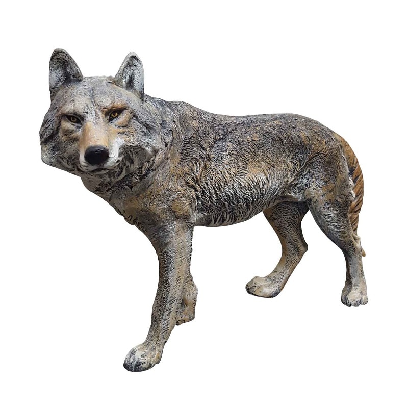 Lifelike Looking Small Standing Coyote Aluminum Garden Statue