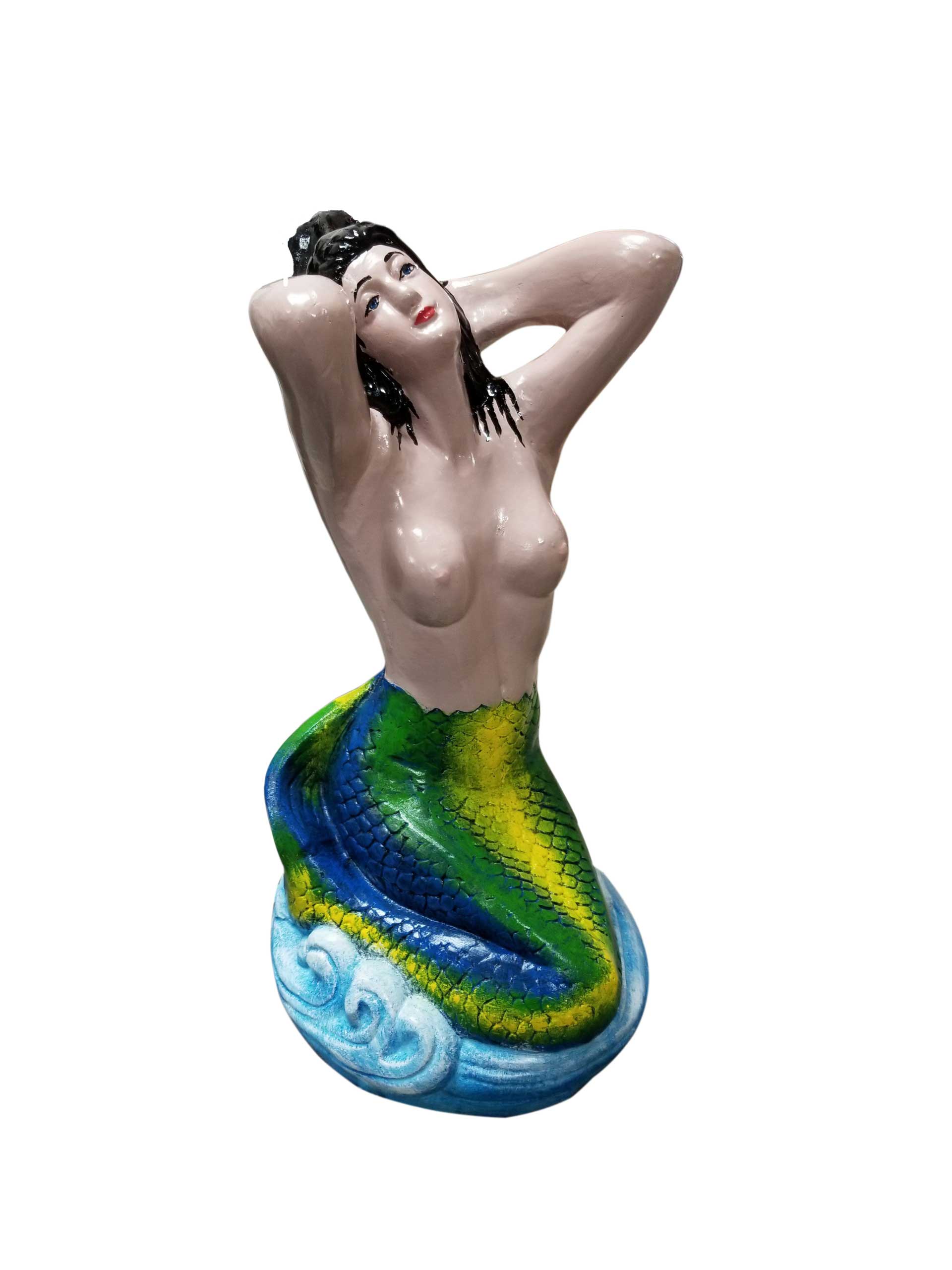 Bathing mermaid on round base cp